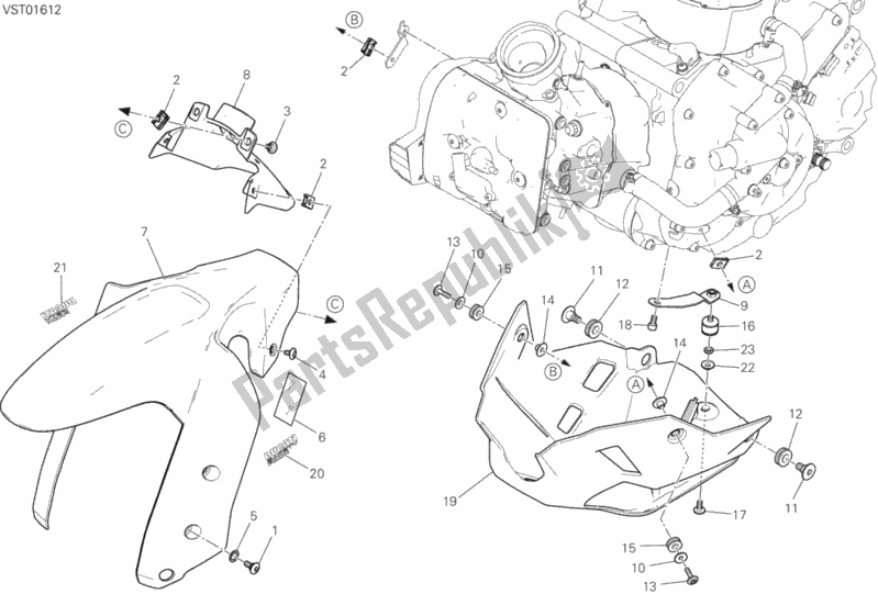 Todas las partes para 34b - Carenado de Ducati Multistrada 950 SW 2018